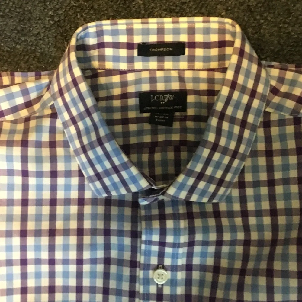 J. Crew Men's Checked Button-Down Shirt in Purple and White